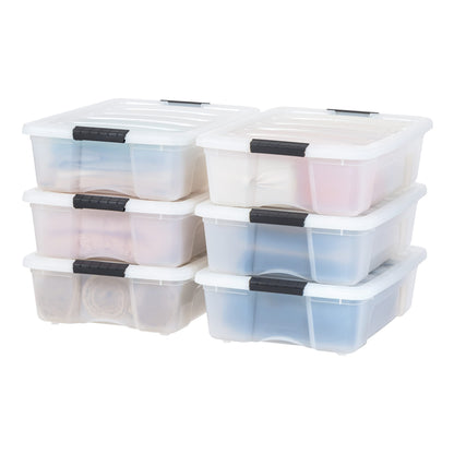 Stackable Clear Storage Bins with Latching Lids Secure Pull Handle