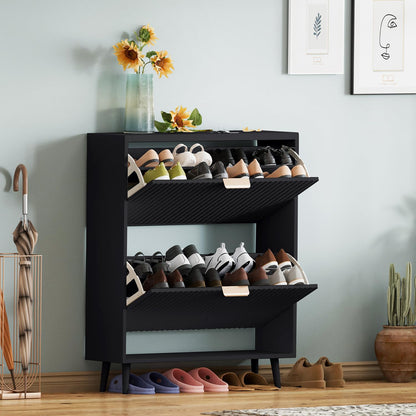Narrow Shoe Cabinet Storage with Flip Drawer Entryway Organizer