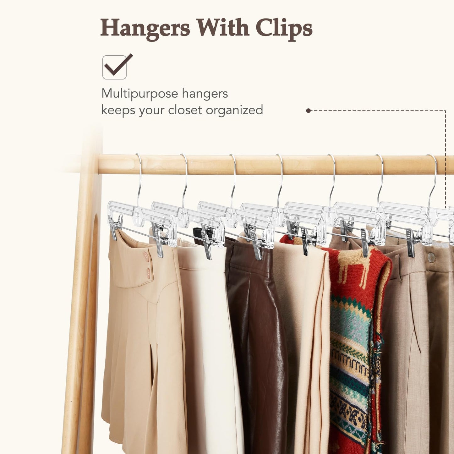 Clear Adjustable Clip Hangers for Pants Skirts Shorts