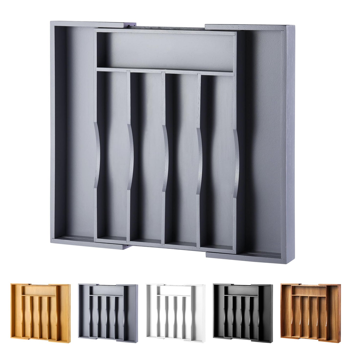 Oridom Expandable Bamboo Kitchen Drawer Organizer