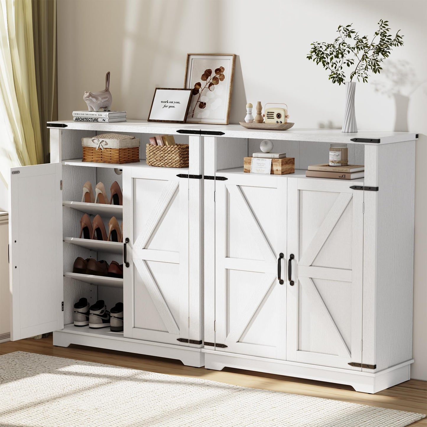 5 Tier Shoe Storage Cabinet Farmhouse Shoe Rack