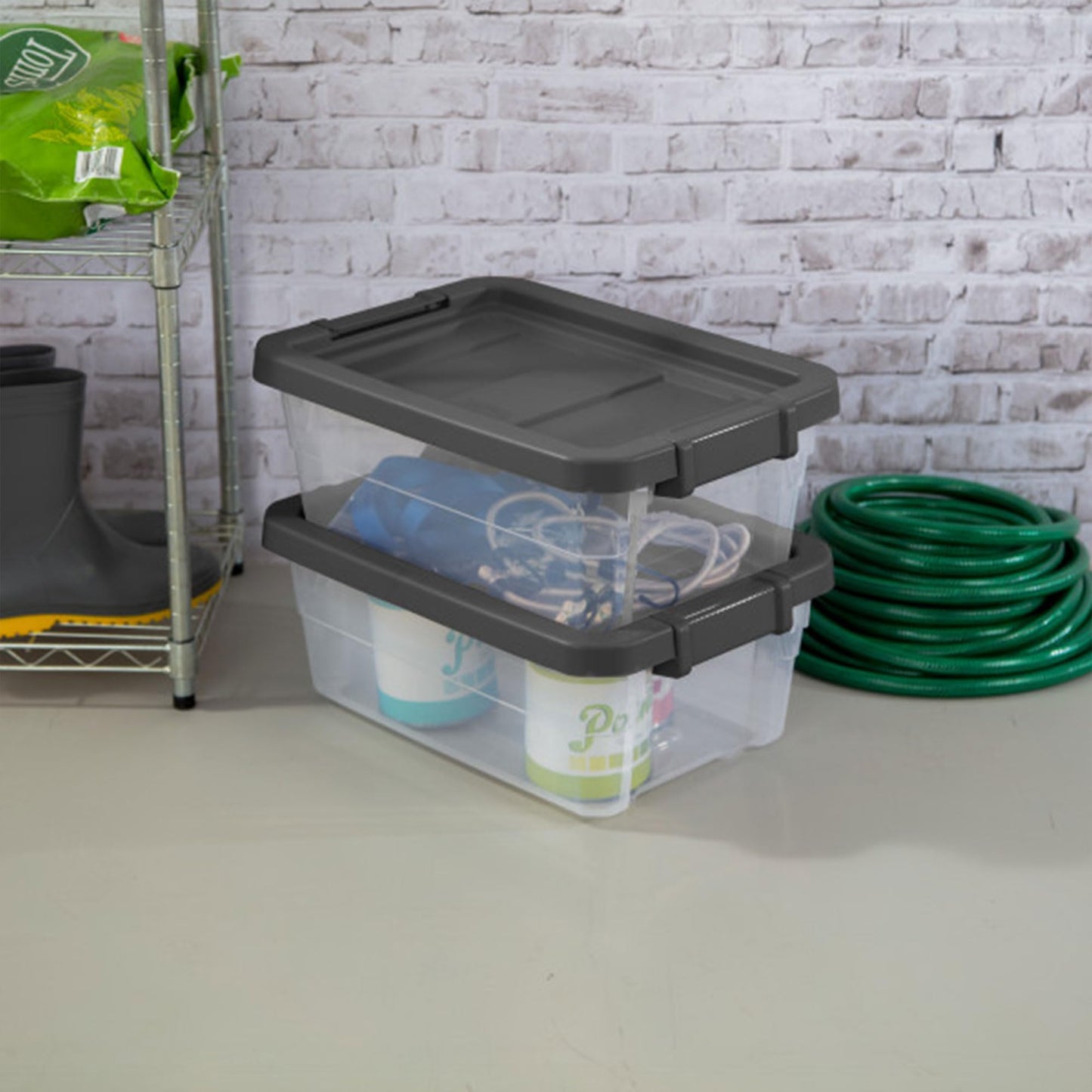 Stackable Clear Storage Bins with Latching Lids