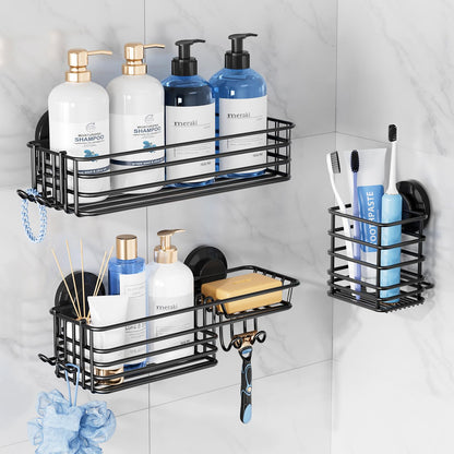 TAILI Suction Shower Caddy with 4 Hooks