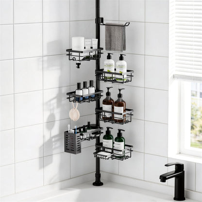 Corner Tension Pole Shower Caddy Adjustable Bathroom Organizer