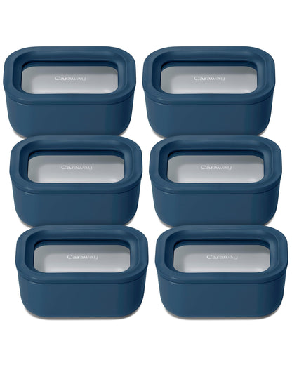 Glass Food Storage Set Ceramic Coated Lids Microwave Safe