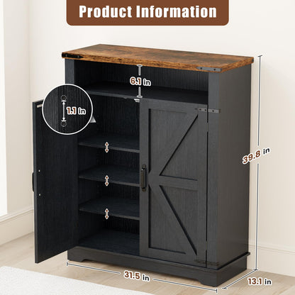 5 Tier Shoe Storage Cabinet Farmhouse Shoe Rack