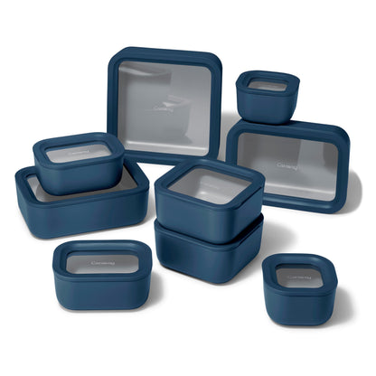 Glass Food Storage Set Ceramic Coated Lids Lunch Box Safe