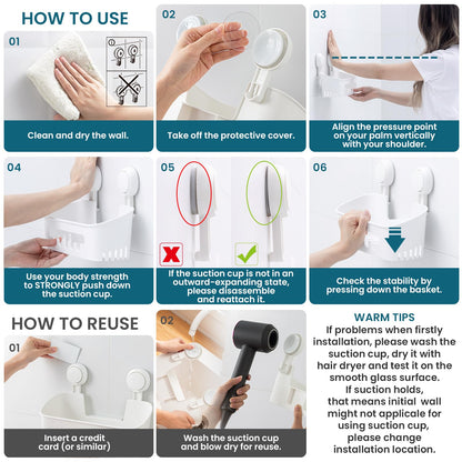Suction Cup Shower Caddy 2 Pack No Drill Bathroom Organizer