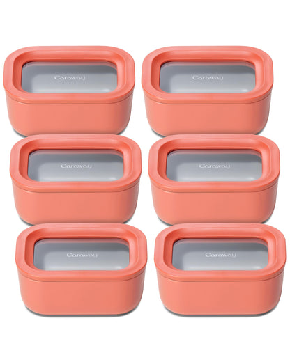 Glass Food Storage Set Ceramic Coated Lids Microwave Safe