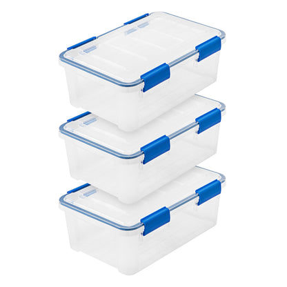 Stackable Weatherproof Plastic Storage Box with Lid Blue