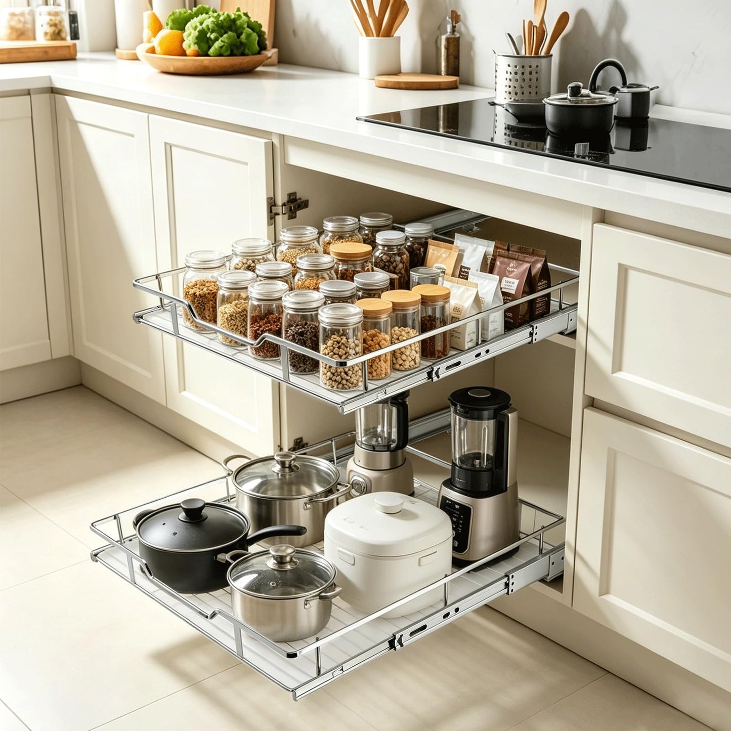 Pull Out Cabinet Organizer 20W x 21D Chrome