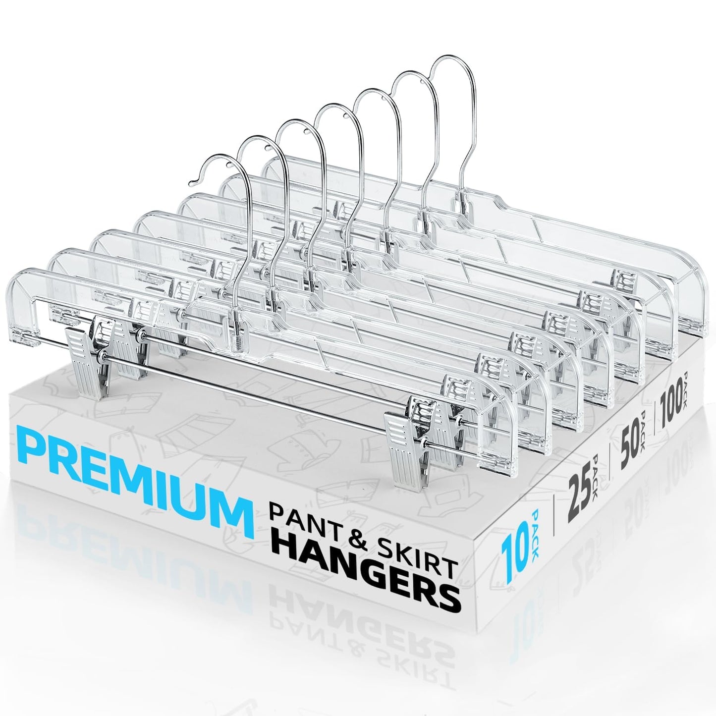 Clear Adjustable Clip Hangers for Pants Skirts Shorts