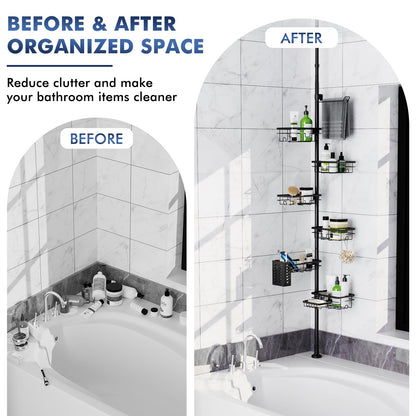 Corner Tension Pole Shower Caddy Adjustable Bathroom Organizer