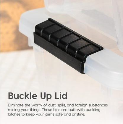 Stackable Clear Storage Bins with Latching Lids Secure Pull Handle