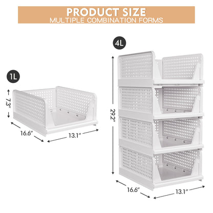 Stackable Closet Storage Bins Basket 5 Pack Organizer