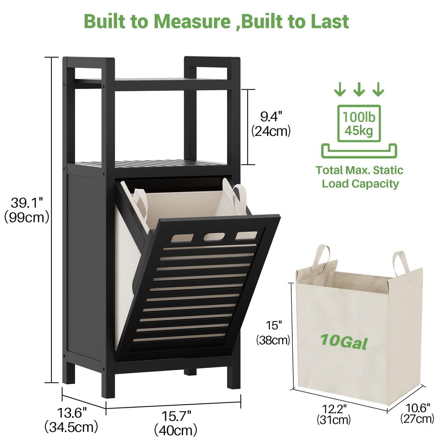 Tilt Out Laundry Hamper Cabinet with Storage