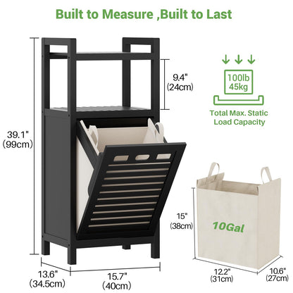 Tilt Out Laundry Hamper Cabinet with Storage