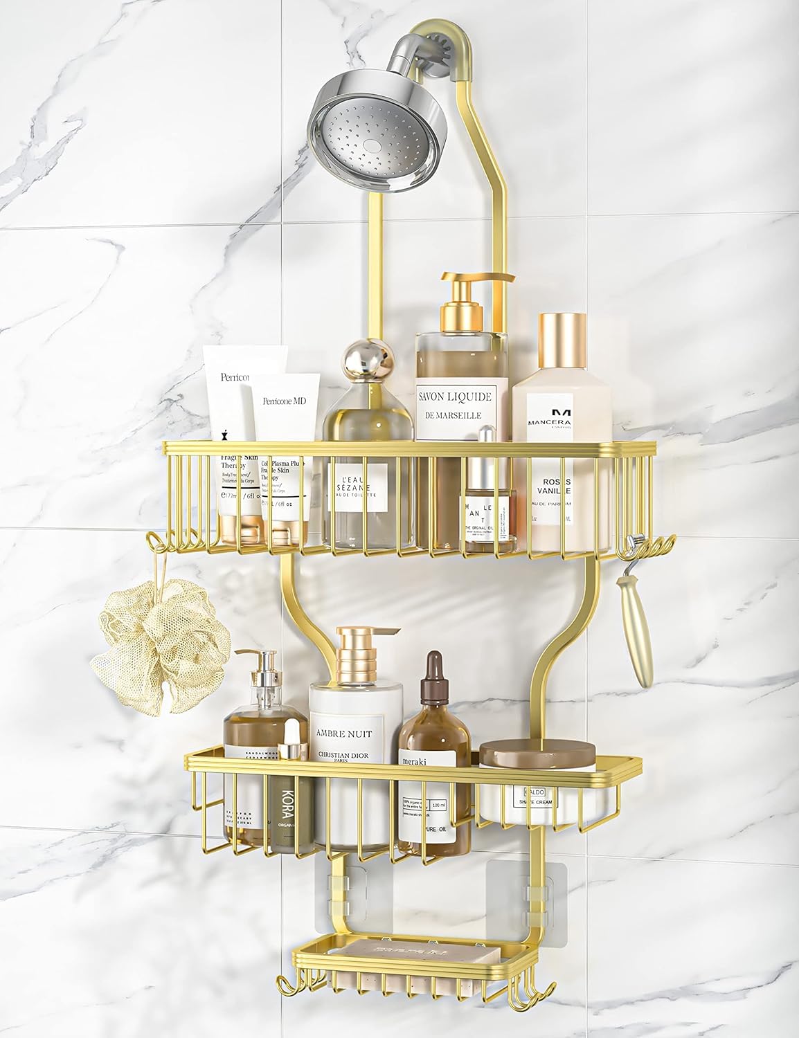 YASONIC Never Rust Hanging Shower Caddy Aluminum Organizer