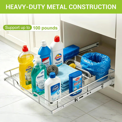 Pull Out Cabinet Organizer 20W x 21D Chrome