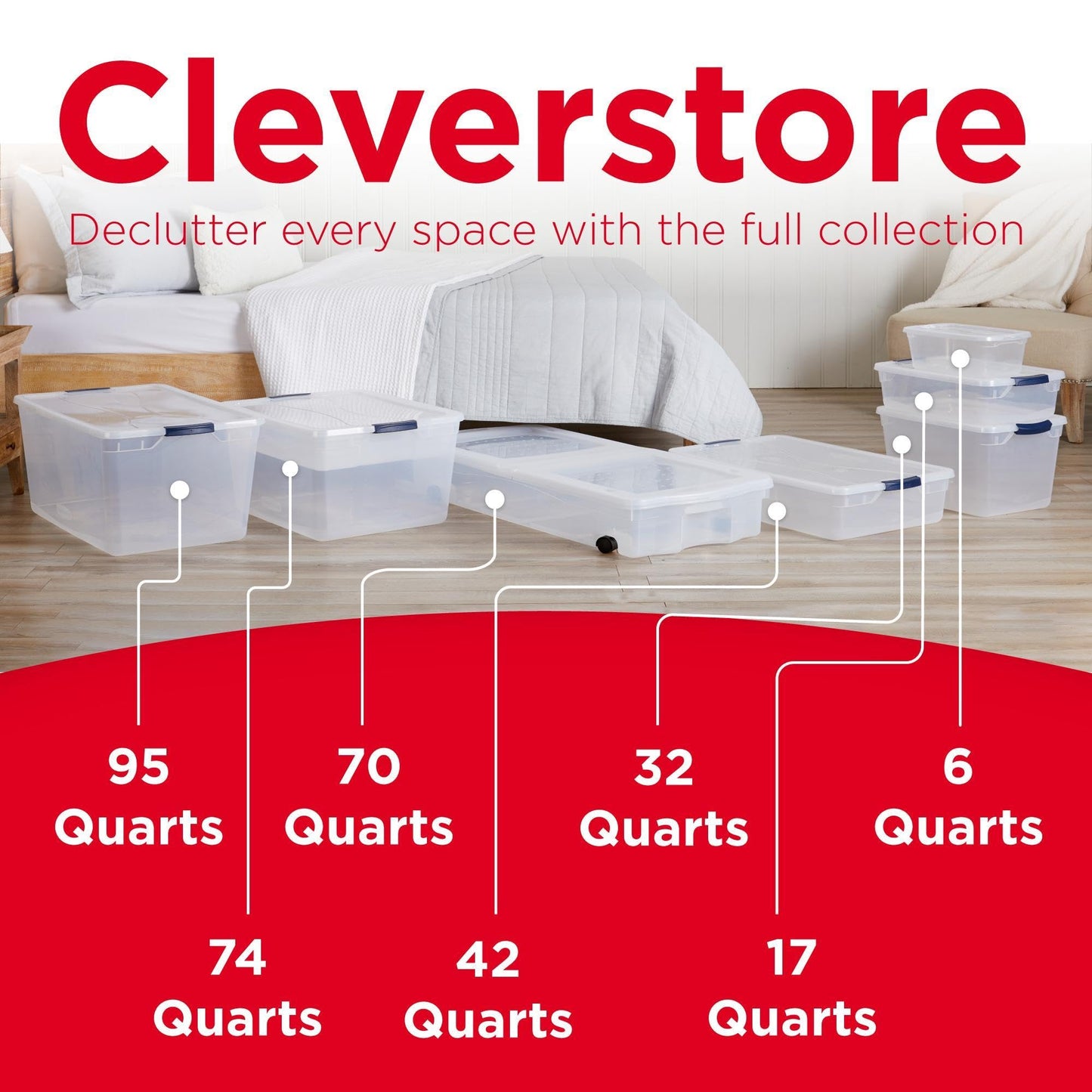 Stackable Clear Storage Box with Lid BPA Free Made in USA