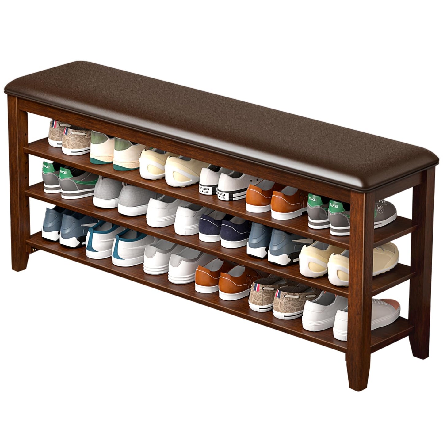 Entryway Shoe Bench Storage with Cushion Shelves
