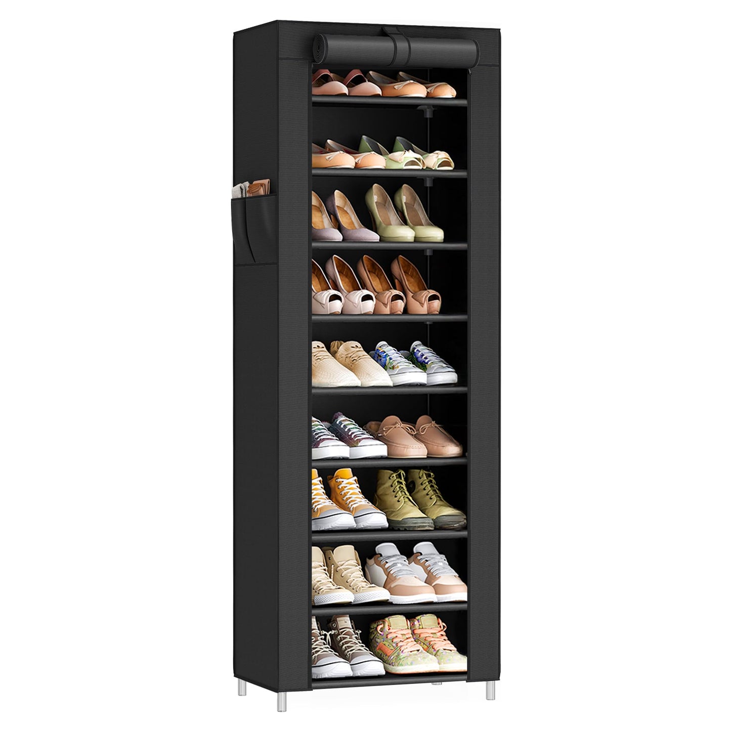 SONGMICS 10-Tier Shoe Rack, Shoe Organizer with Dustproof Cover,