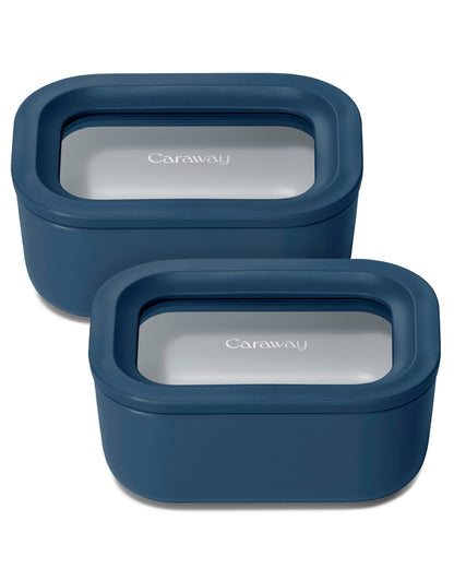Glass Food Storage Set Ceramic Coated Lids Microwave Safe