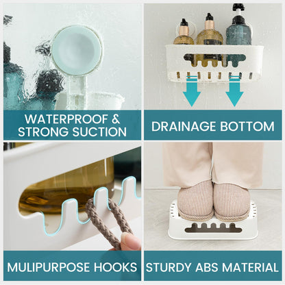 Suction Cup Shower Caddy 2 Pack No Drill Bathroom Organizer