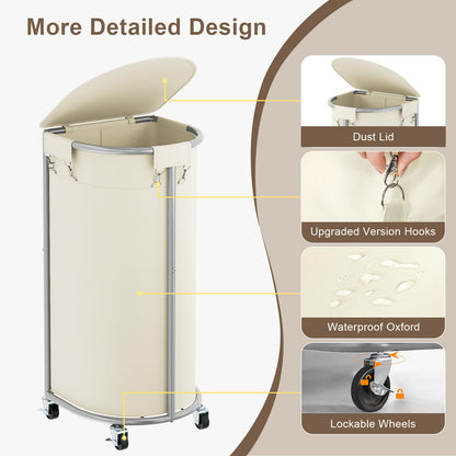 Rolling Laundry Basket with Lid Wheels Hamper Set