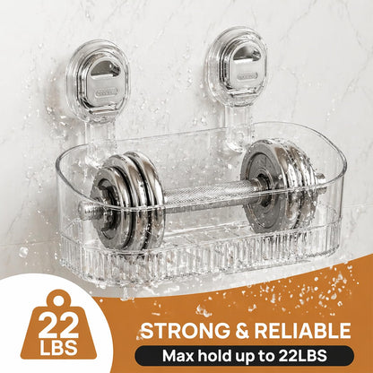 Suction Cup Shower Caddy Clear No Drill Bathroom Organizer