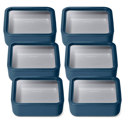 Glass Food Storage Set Ceramic Coated Lids Microwave Safe
