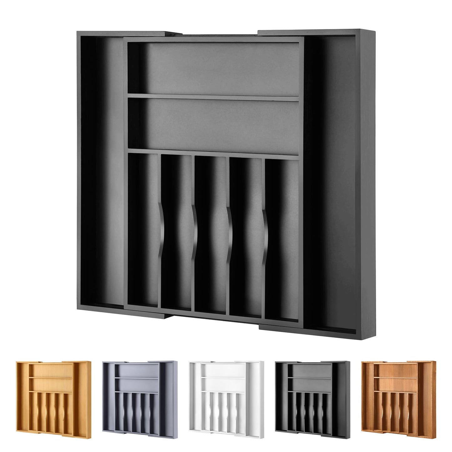 Oridom Expandable Bamboo Kitchen Drawer Organizer