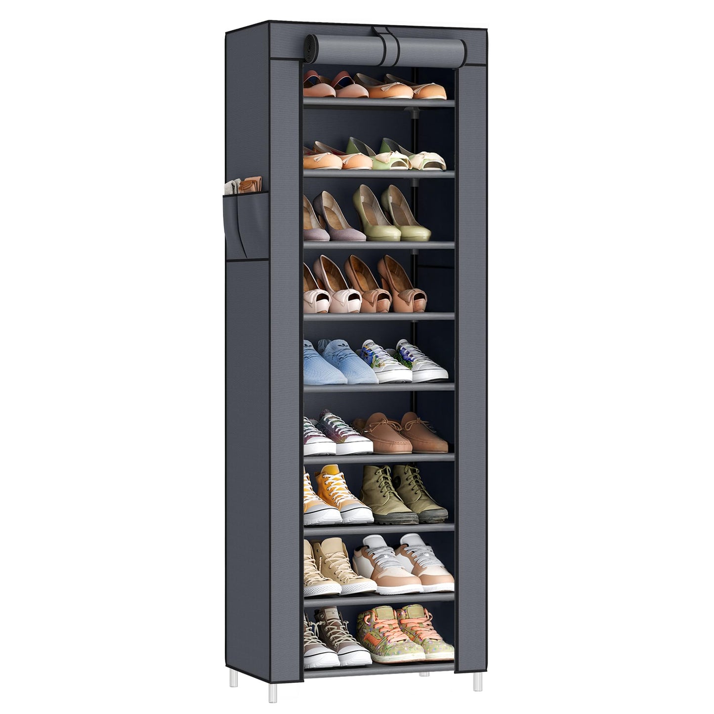 SONGMICS 10-Tier Shoe Rack, Shoe Organizer with Dustproof Cover,