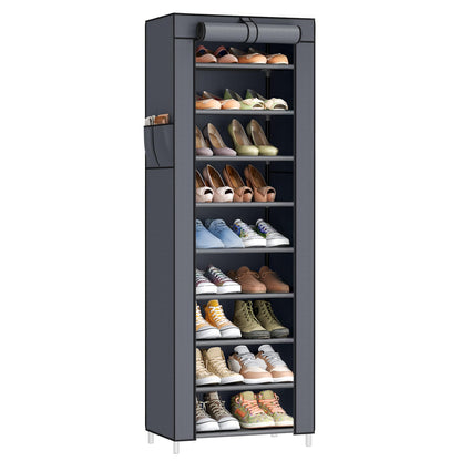 SONGMICS 10-Tier Shoe Rack, Shoe Organizer with Dustproof Cover,