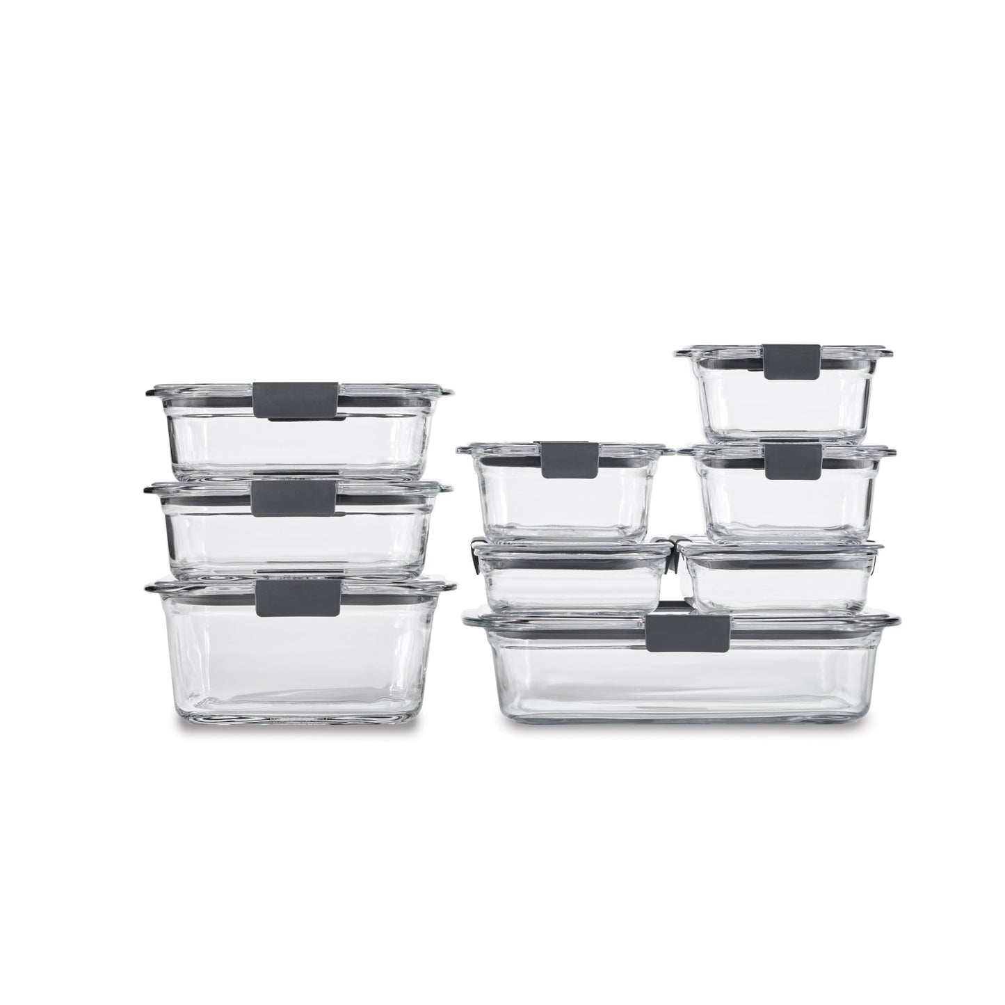Glass Food Storage Containers Set Assorted Sizes Leak Proof Clear