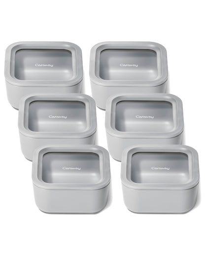 Glass Food Storage Set Ceramic Coated Lids Microwave Safe