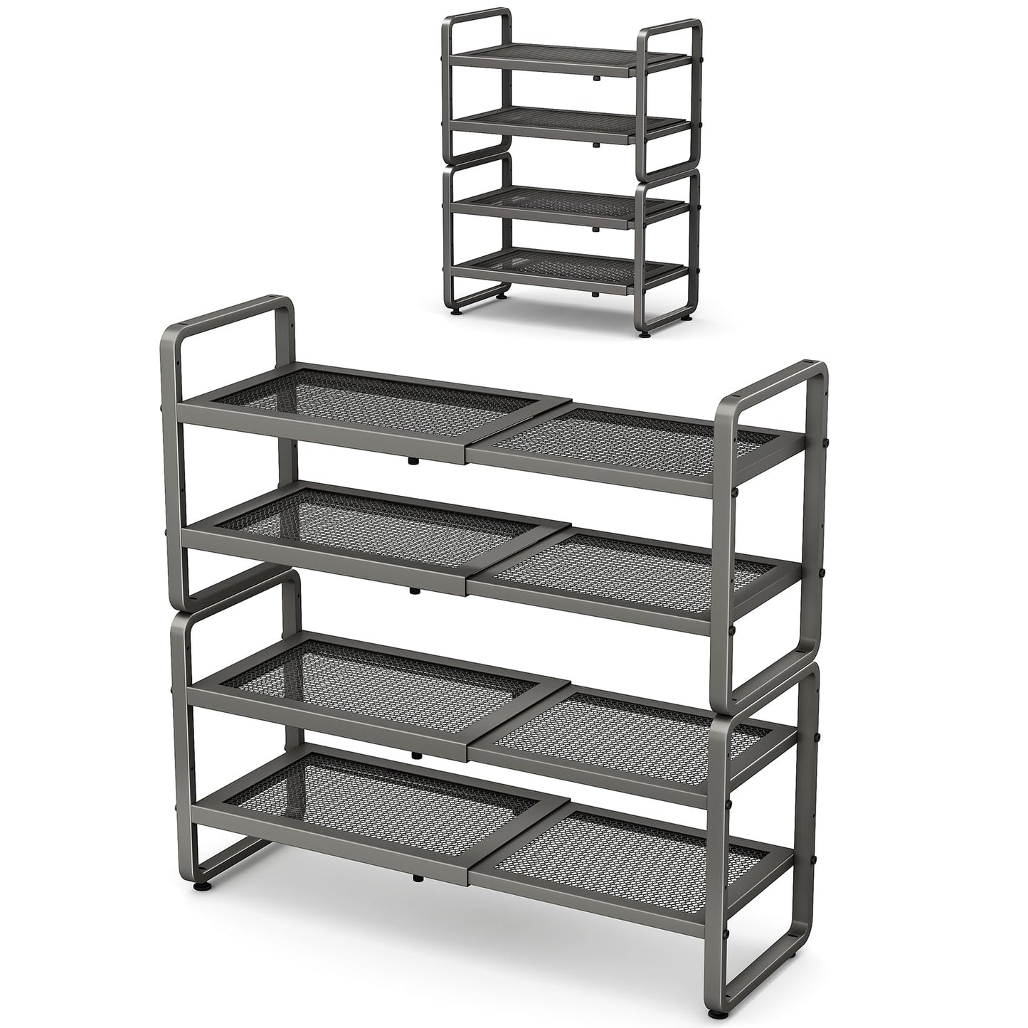 Expandable Stackable Metal Shoe Rack Organizer Shelf