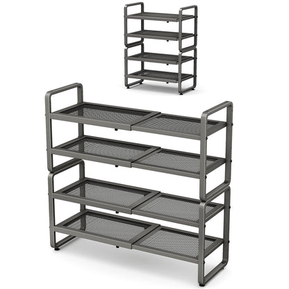 Expandable Stackable Metal Shoe Rack Organizer Shelf