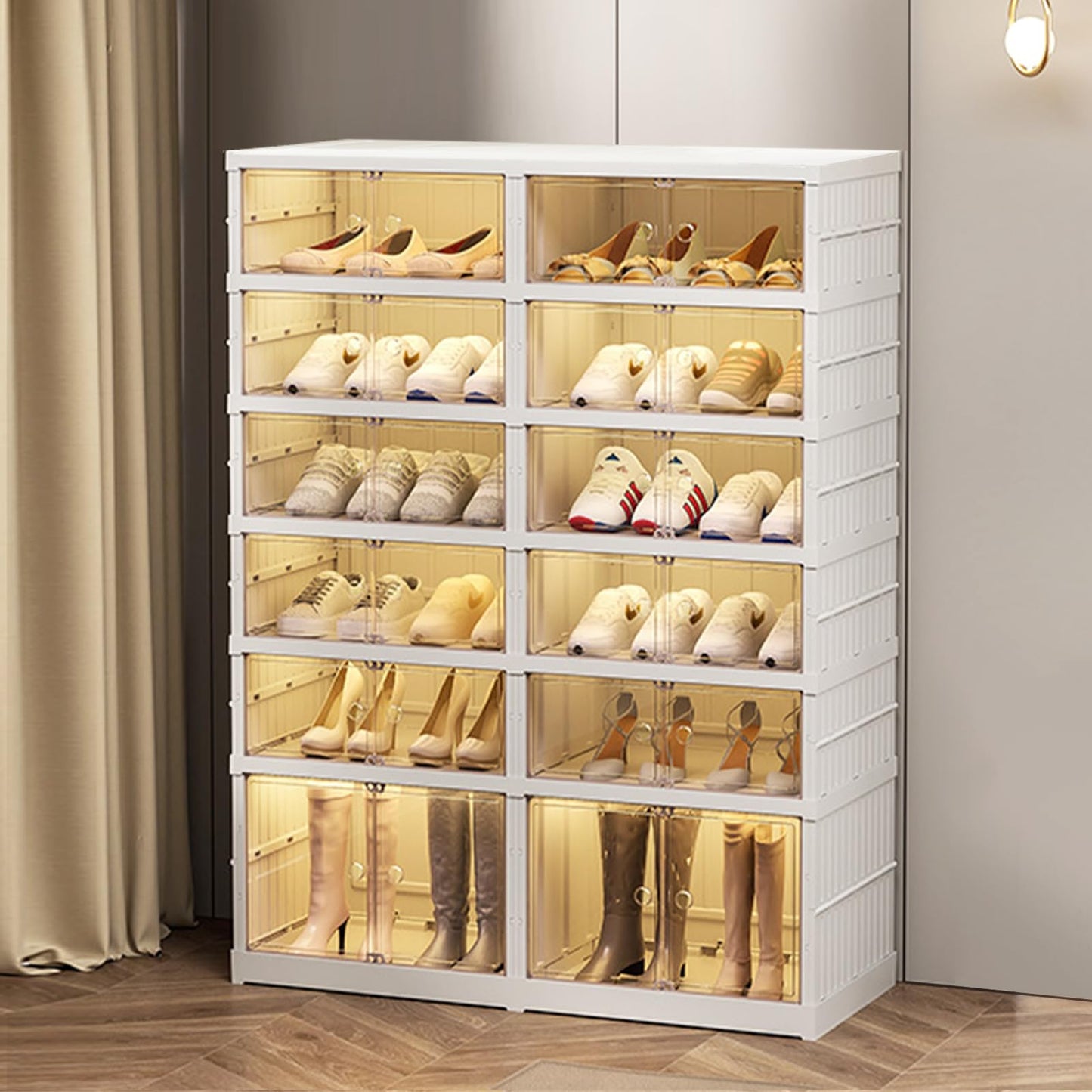 Stackable Foldable Shoe Storage Cabinet with Lid