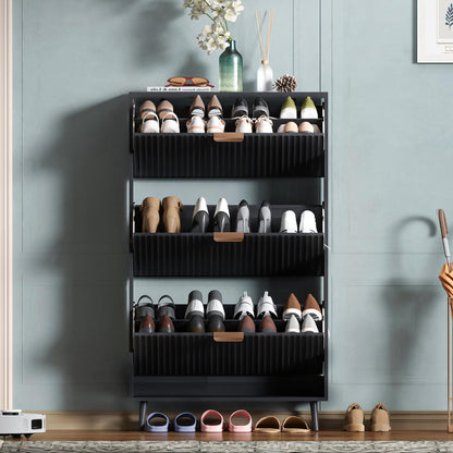 Narrow Shoe Cabinet Storage with Flip Drawer Entryway Organizer