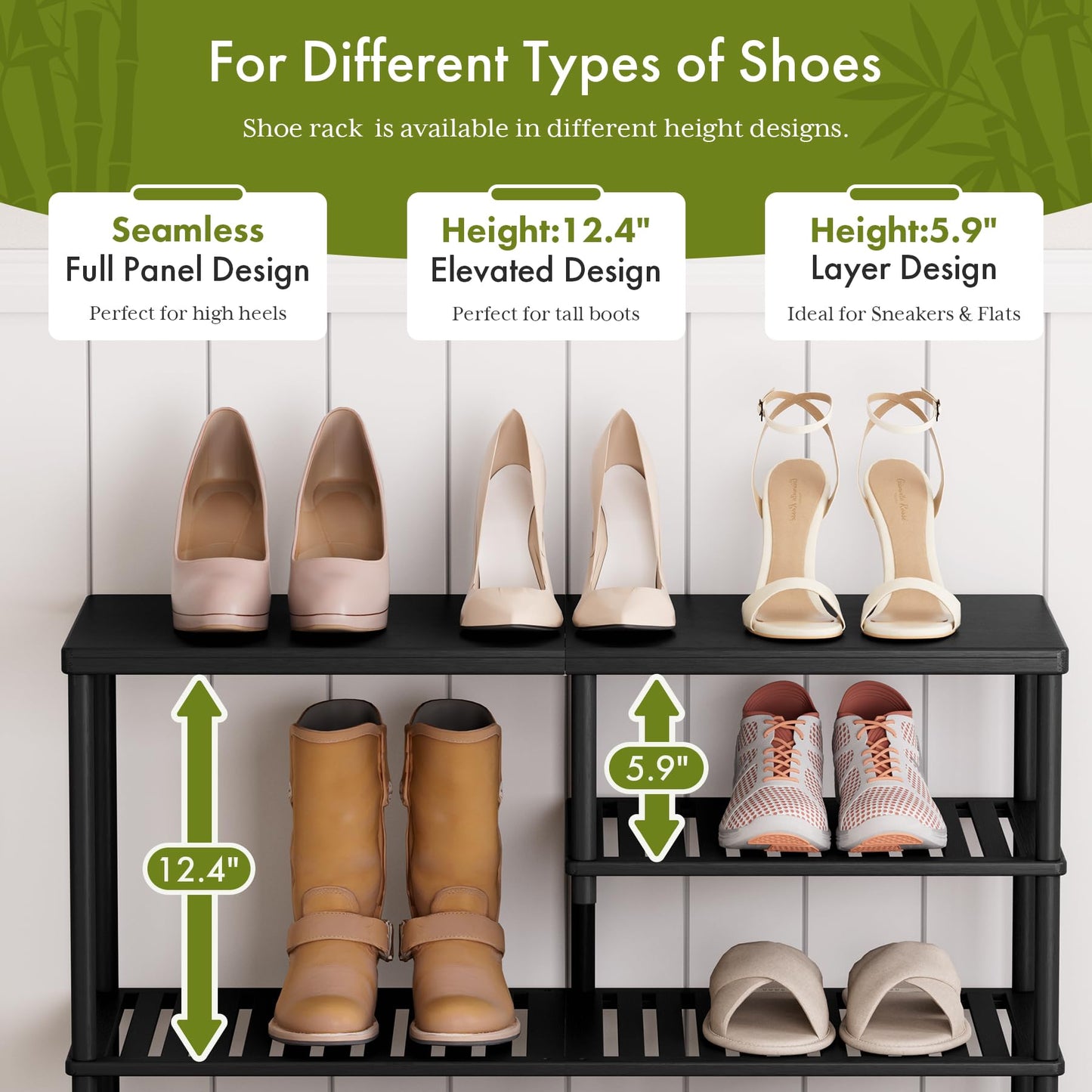 CozyBath Bamboo Shoe Rack 4 Tiers Shoe Organizer for Closet