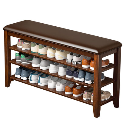 Entryway Shoe Bench Storage with Cushion Shelves