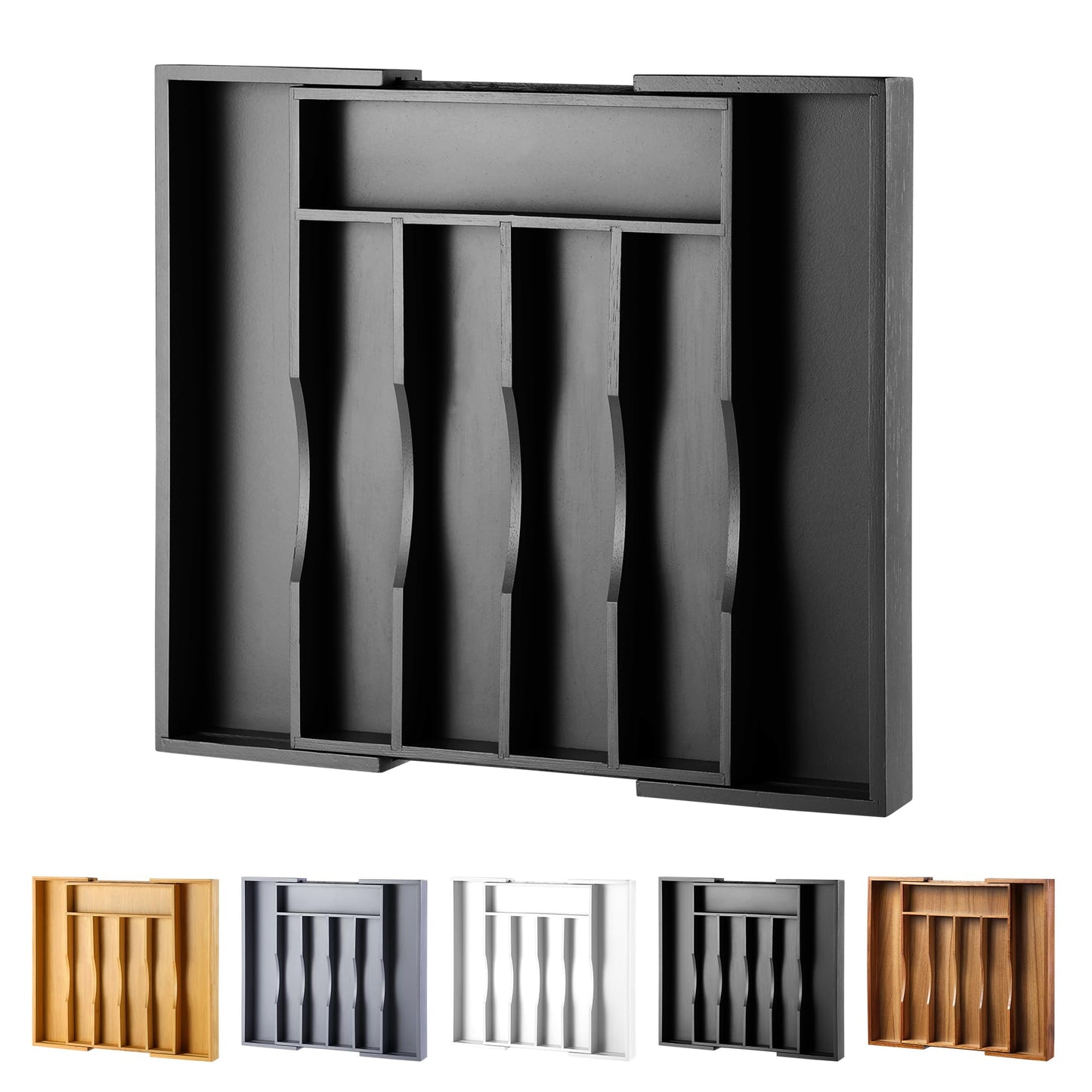 Oridom Expandable Bamboo Kitchen Drawer Organizer
