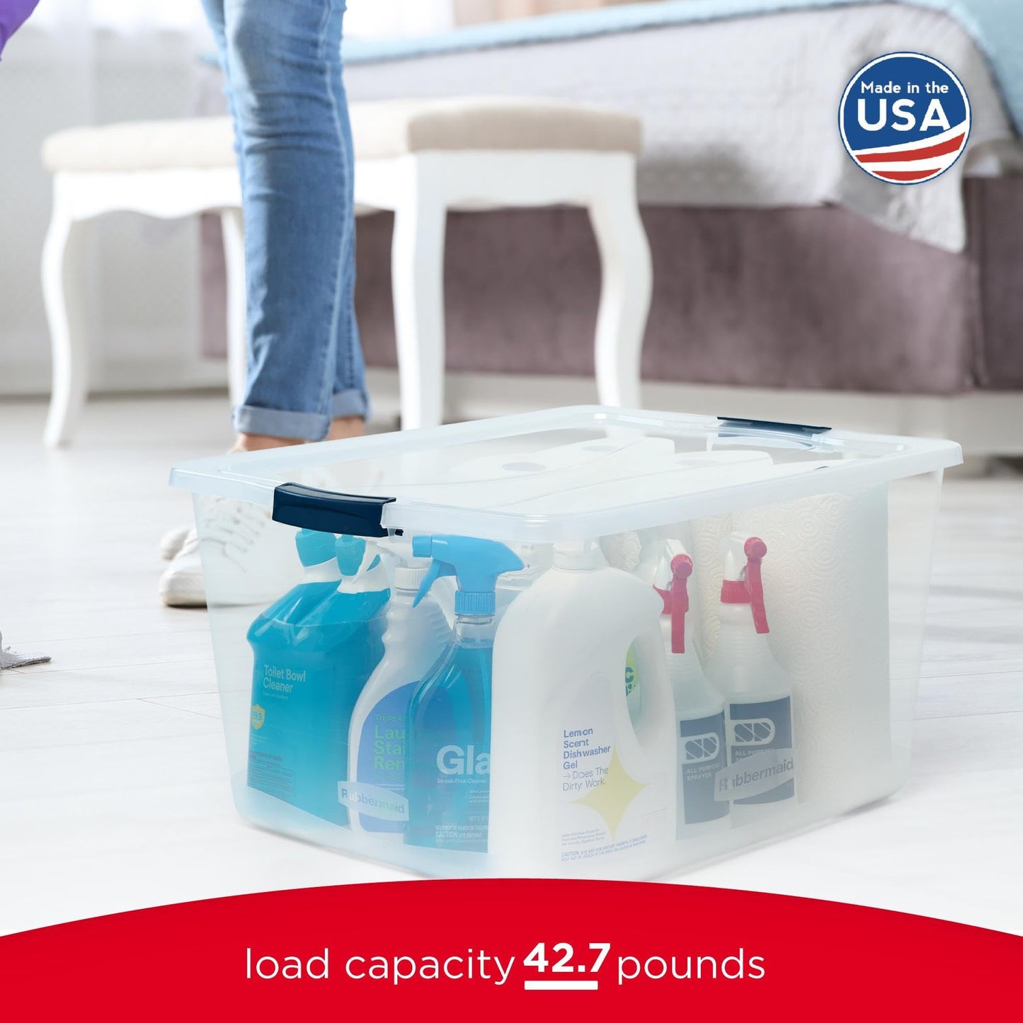 Stackable Clear Storage Box with Lid BPA Free Made in USA