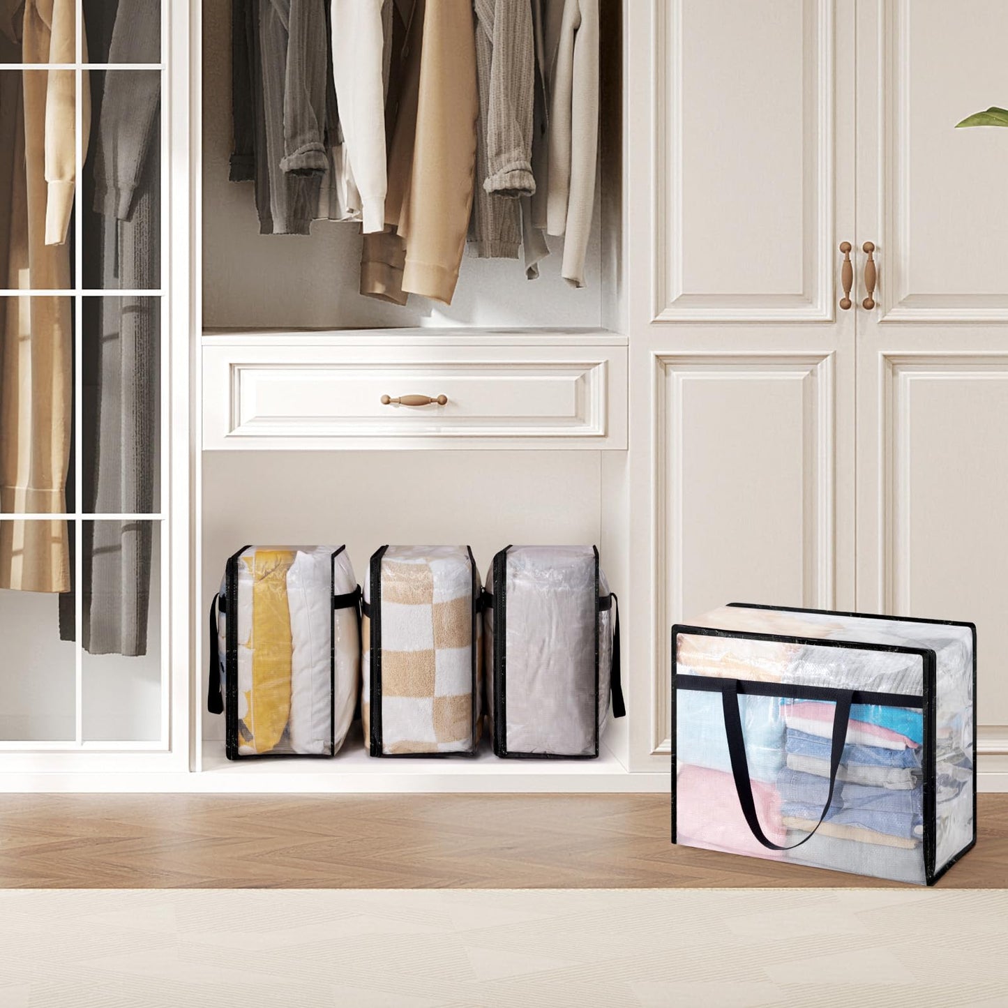 Clear Blanket Storage Bag Foldable Zipper Organizer