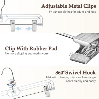 Clear Adjustable Clip Hangers for Pants Skirts Shorts