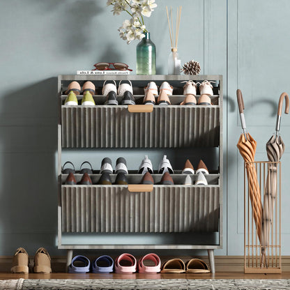 Narrow Shoe Cabinet Storage with Flip Drawer Entryway Organizer