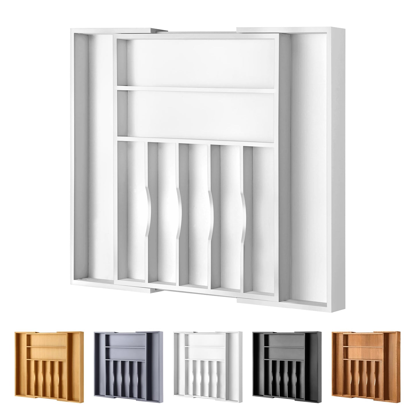 Oridom Expandable Bamboo Kitchen Drawer Organizer