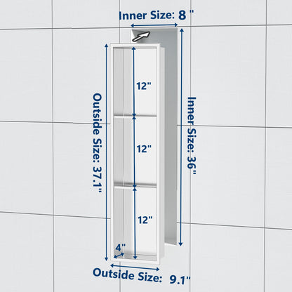 Three-Tier Stainless Recessed Shower Wall Niche