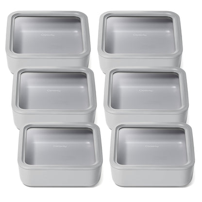 Glass Food Storage Set Ceramic Coated Lids Microwave Safe